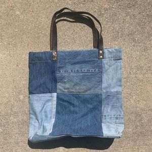 Denim Patchwork Indigo Blue Jean Tote Bag